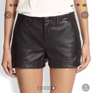 Rag and Bone Black leather shorts with pockets